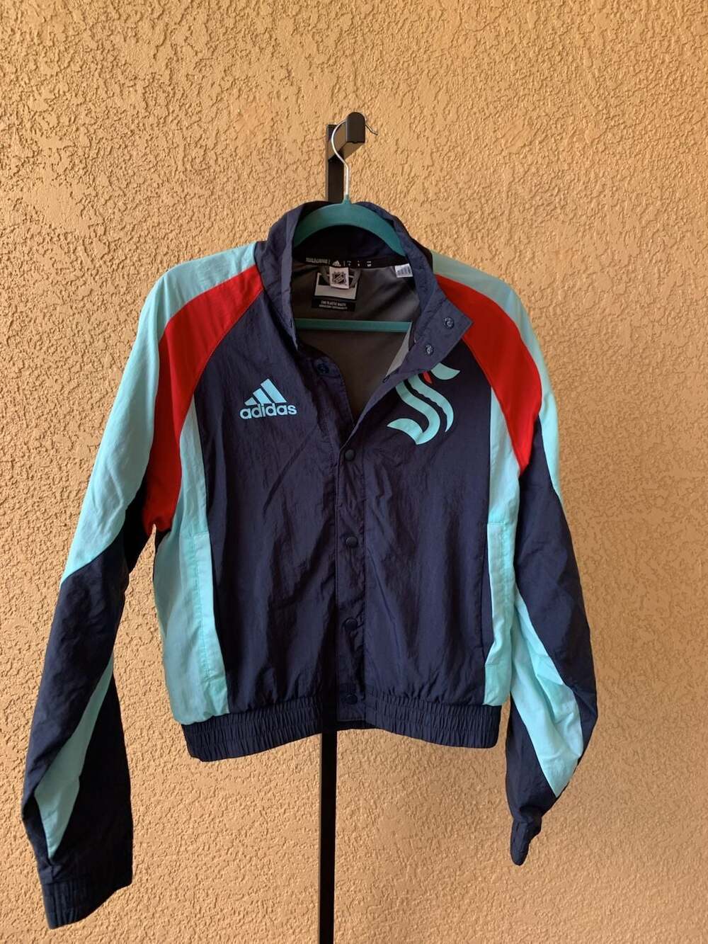 Adidas Seattle Kraken NHL Snap Button Windbreaker Jacket Size S